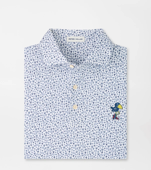 Kansas Vault Buzzer Beater Performance Jersey Polo in White/Navy