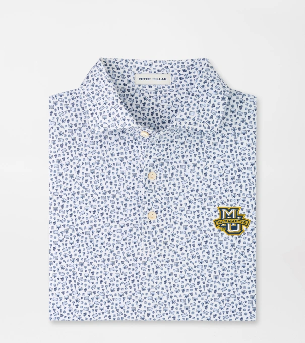 Marquette Buzzer Beater Performance Jersey Polo in White/Navy