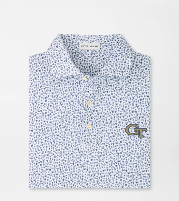 Georgia Tech Buzzer Beater Performance Jersey Polo in White/Navy