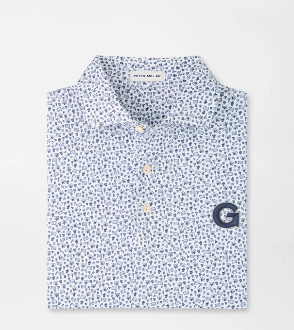 Georgetown Buzzer Beater Performance Jersey Polo in White/Navy