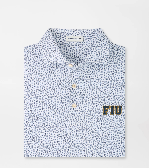 Florida International University Buzzer Beater Performance Jersey Polo in White/Navy
