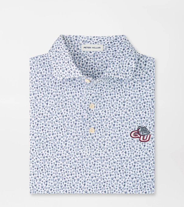 Gonzaga Buzzer Beater Performance Jersey Polo in White/Navy