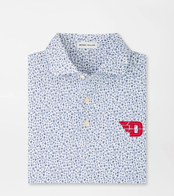 University of Dayton Buzzer Beater Performance Jersey Polo in White/Navy