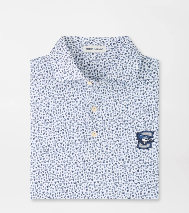 Creighton Buzzer Beater Performance Jersey Polo in White/Navy