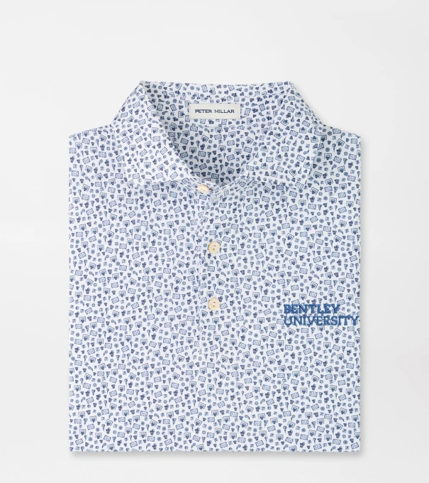 Bentley Buzzer Beater Performance Jersey Polo in White/Navy