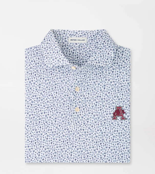 Arkansas Vault Buzzer Beater Performance Jersey Polo in White/Navy