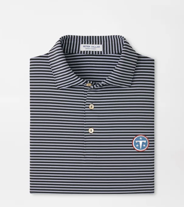 Tennessee Titans Tiebreaker Performance Jersey Stripe Polo in Black