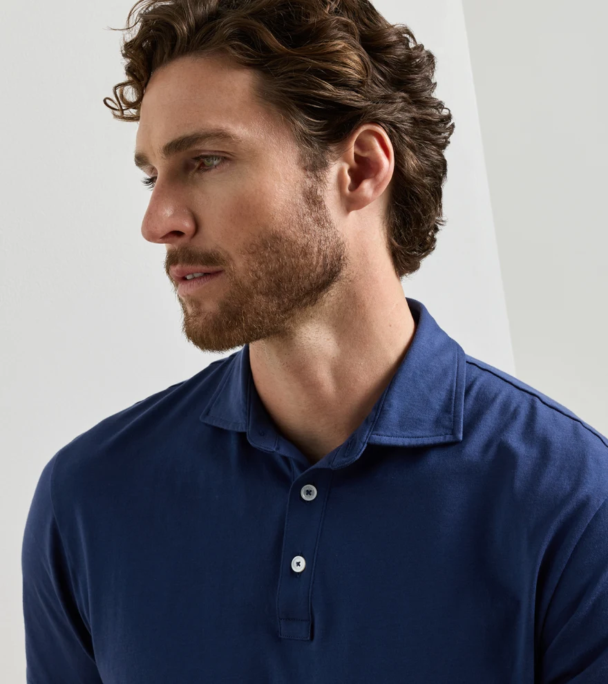 Crown Flex Cotton Short-Sleeve Polo in ATLANTIC NAVY - Alternate Image 3