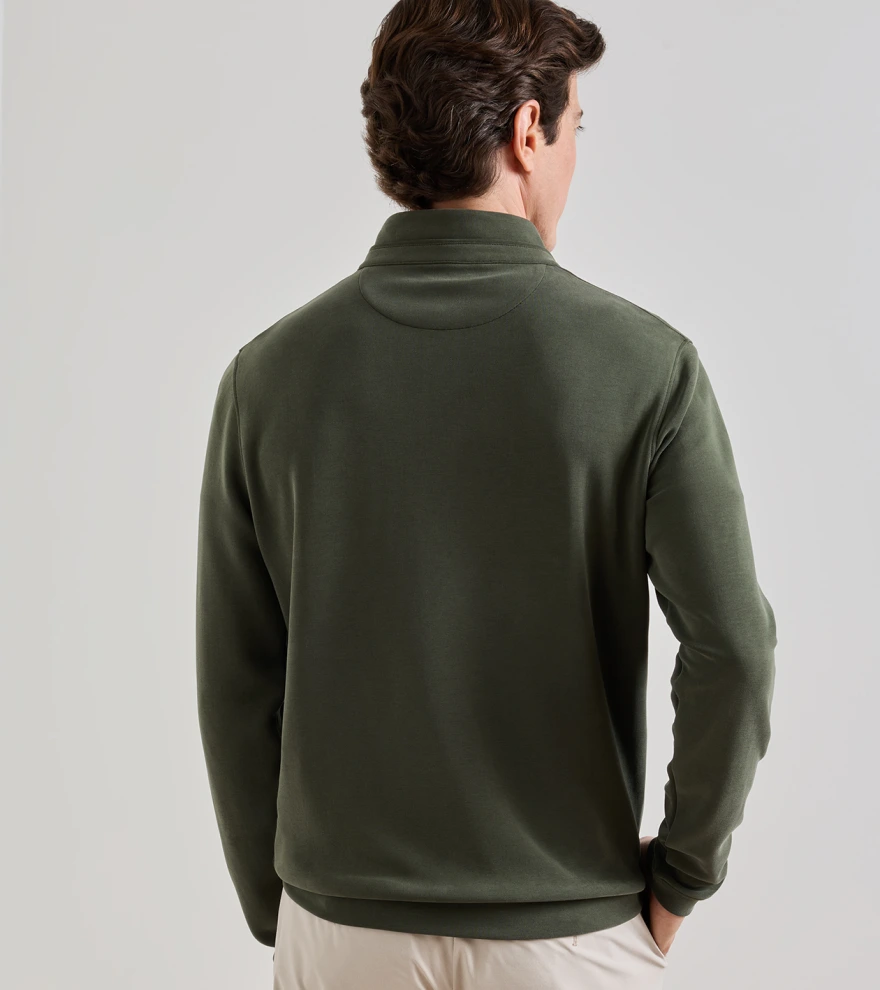 Soft Suede Performance Quarter-Zip in Dark Olive - Alternate Image 2