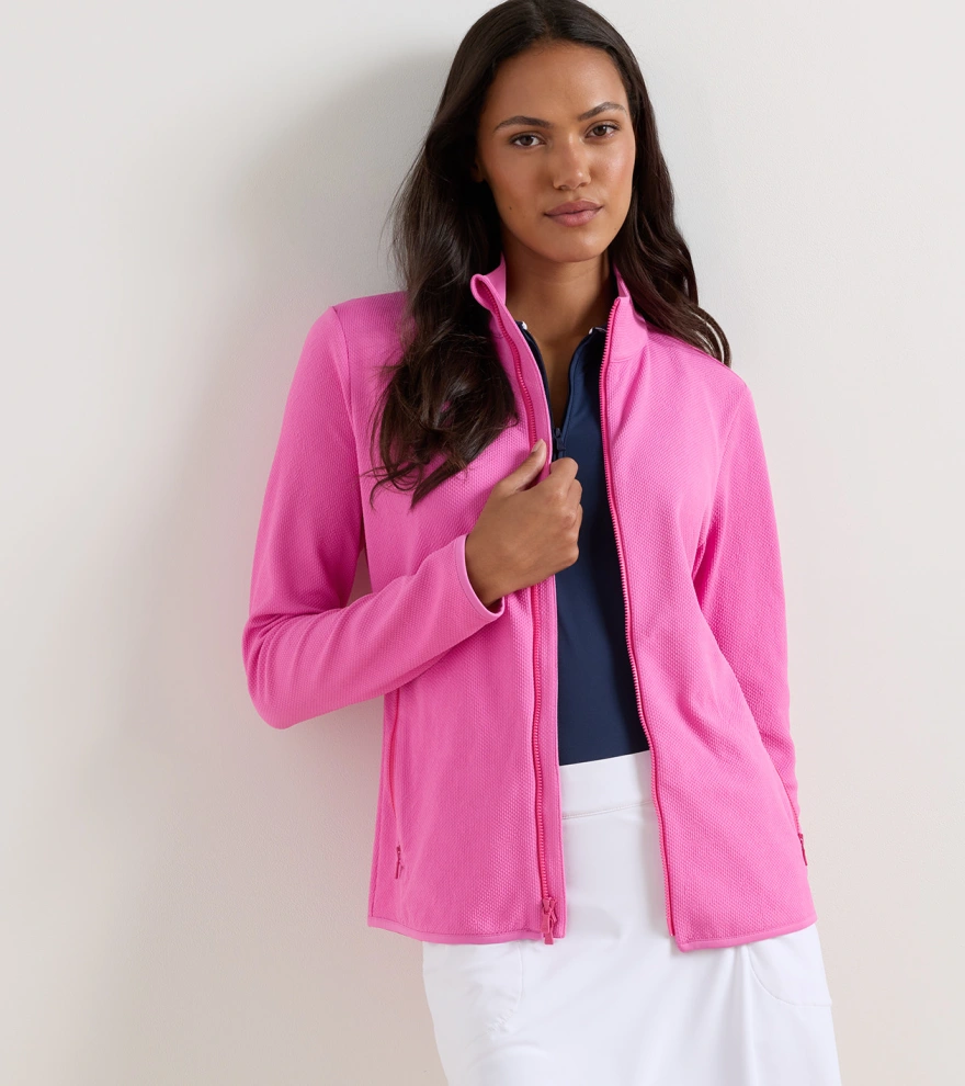Lumi-Knit Lite Performance Full Zip in PEONY - Alternate Image 1