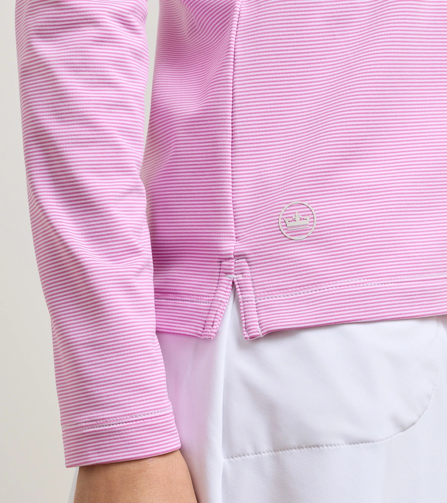 Sugar Stripe Pine Performance Hoodie in PEONY/WHITE - Alternate Image 3