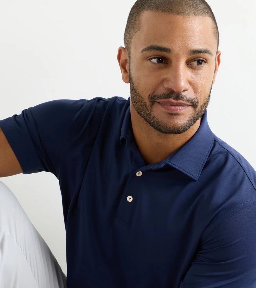 Solid Performance Mesh Polo in Navy - Alternate Image 4