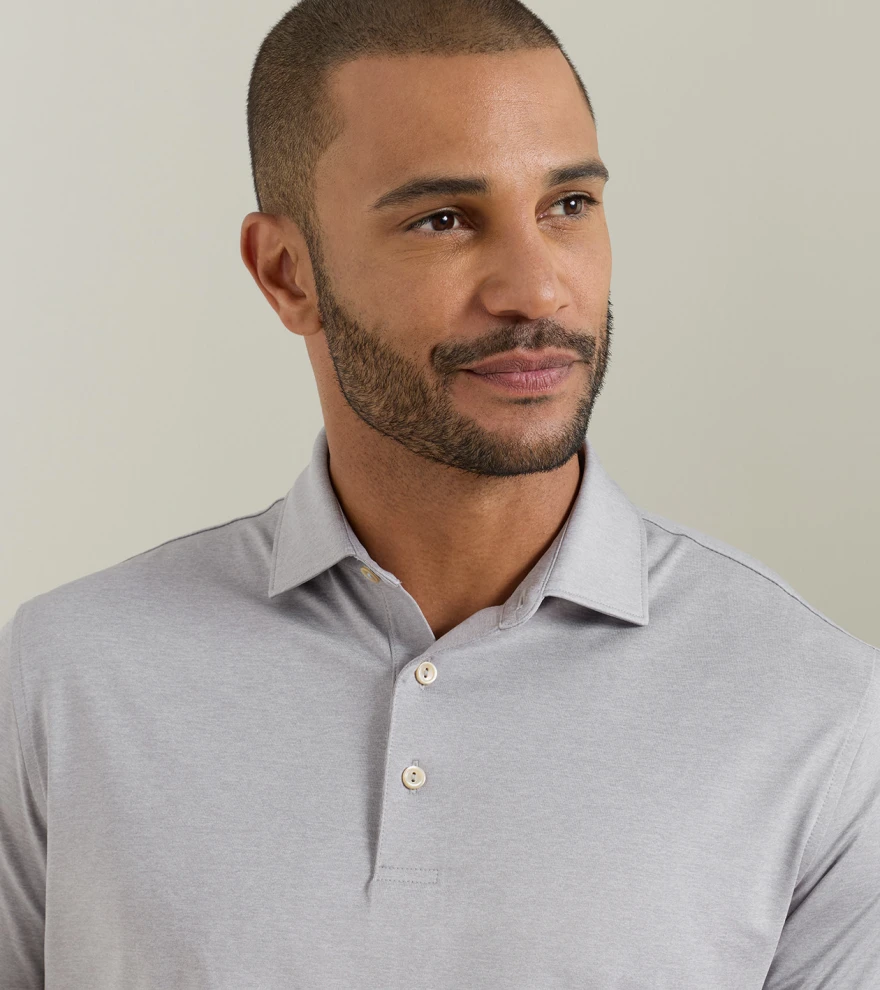 Solid Performance Jersey Polo in Gale Grey - Alternate Image 4