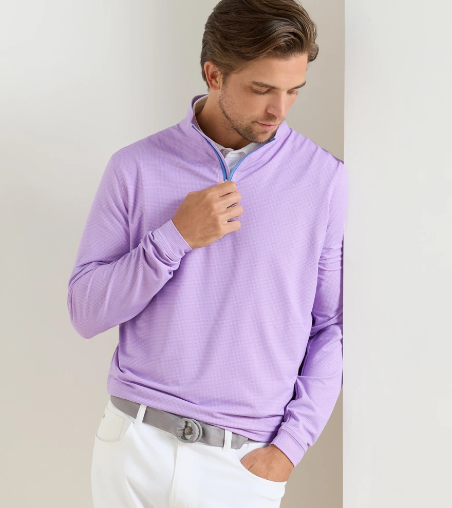 Perth Basketweave Performance Quarter-Zip in PINK PARFAIT - Alternate Image 1