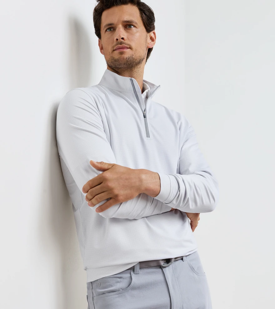 Perth Basketweave Performance Quarter-Zip in White - Alternate Image 1