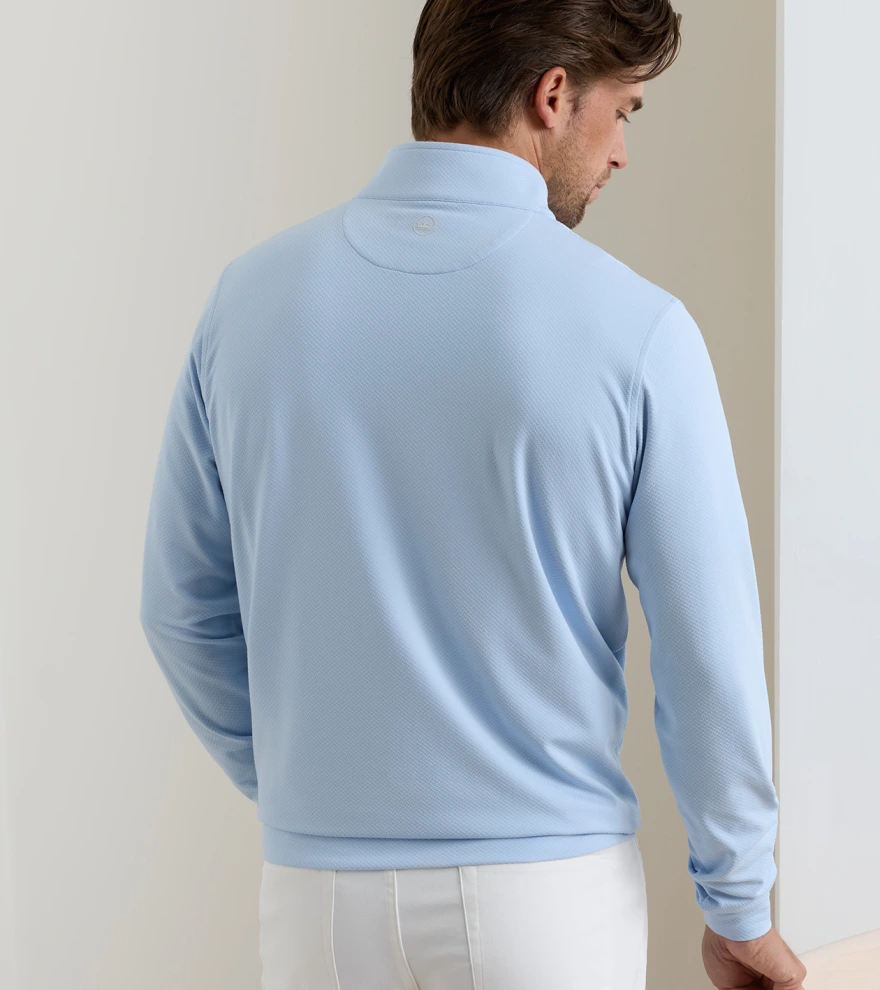 Perth Cross-Hatch Performance Quarter-Zip in Stream Blue - Alternate Image 2