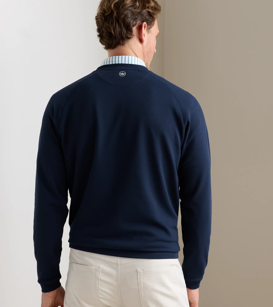 Cradle Piqu&eacute; Performance Crewneck in Navy - Alternate Image 2
