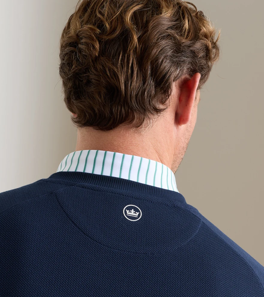 Cradle Piqu&eacute; Performance Crewneck in Navy - Alternate Image 3
