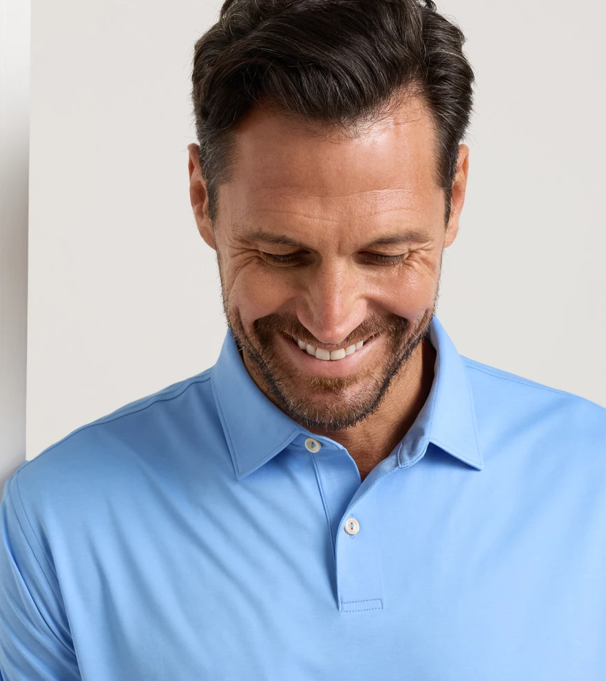 Featherweight M&eacute;lange Performance Polo in BLUEBIRD - Alternate Image 3