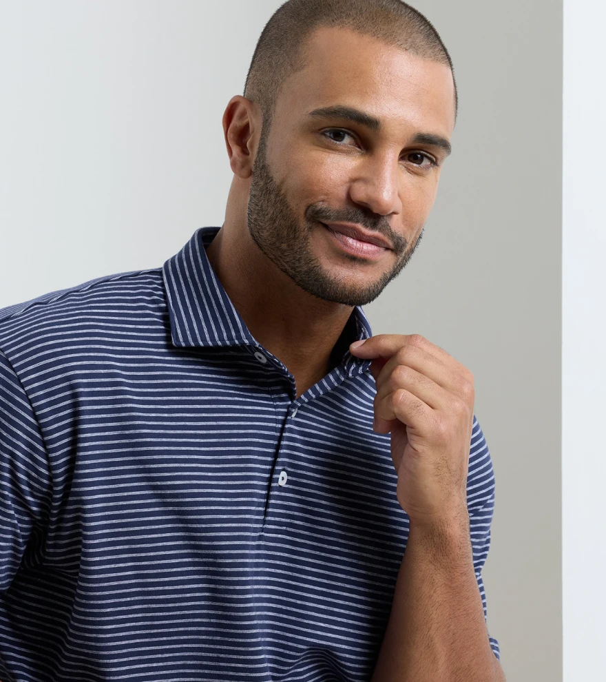 Gilman Crown Flex Cotton Polo in Navy - Alternate Image 3