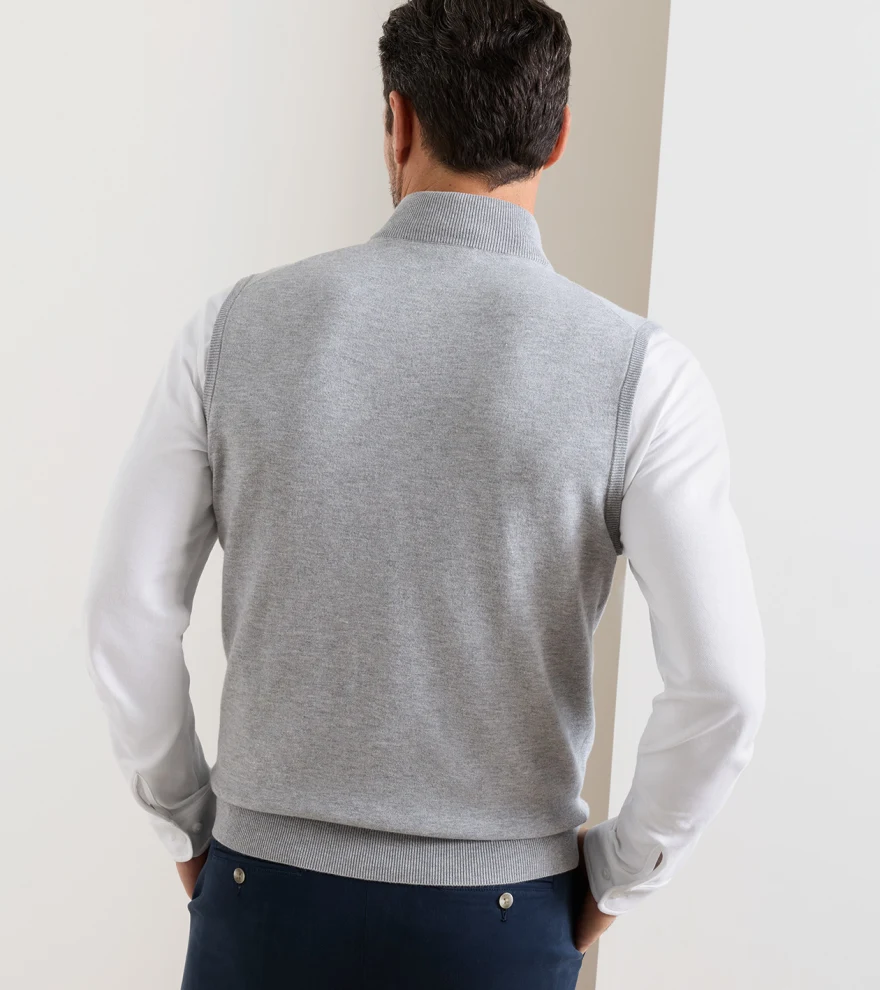 Coolspun Lite Full-Zip Sleeveless Jumper in British Grey - Alternate Image 2