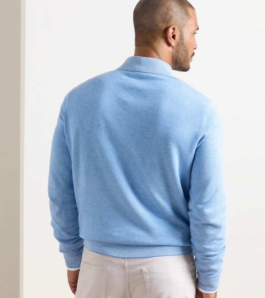 Coolspun Lite Birdseye Quarter Zip Jumper in BLUEBIRD - Alternate Image 2