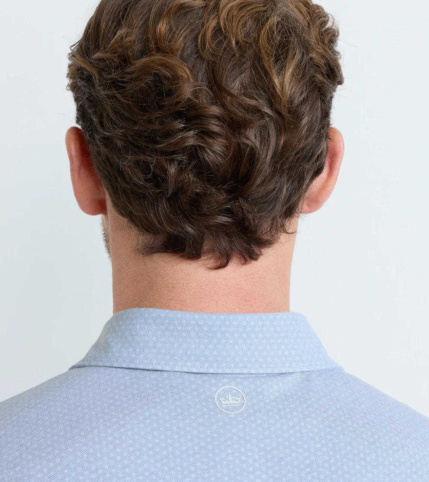 Albatross Diamond Cotton-Blend Piqu&eacute; Polo in Dusk Blue - Alternate Image 3