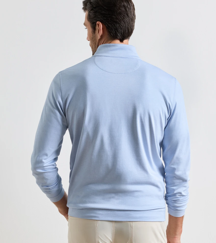 Albatross Cotton-Blend Piqu&eacute; Quarter-Zip in Dusk Blue - Alternate Image 2