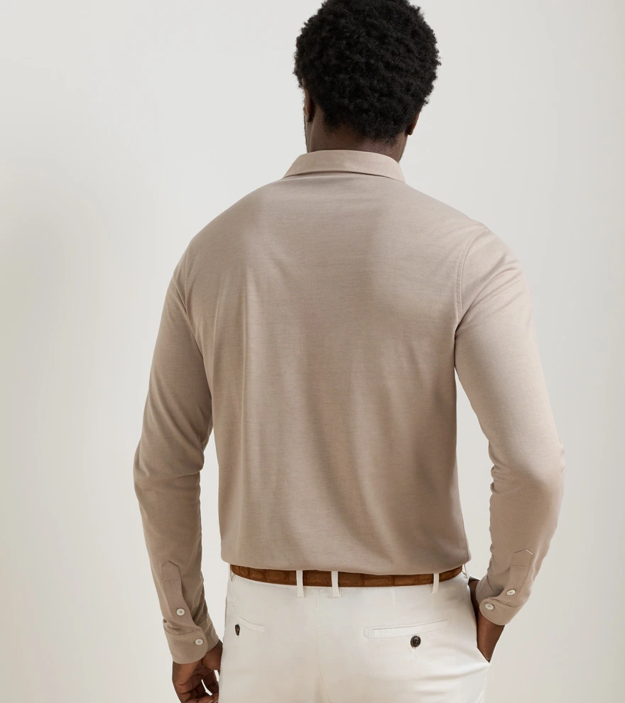 Ashby Silk Cotton Long-Sleeve Polo - Alternate Image 2