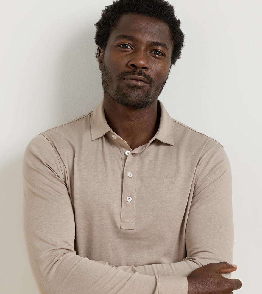 Ashby Silk Cotton Long-Sleeve Polo - Alternate Image 4