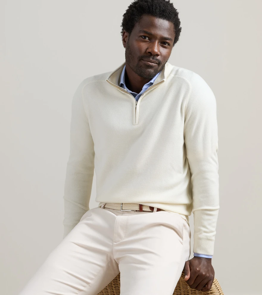 トップス PETER MILLAR cashmere&silk mix wool knit Voyager Cashmere-Silk Saddle Shoulder Quarter Zip | Men's Jumpers