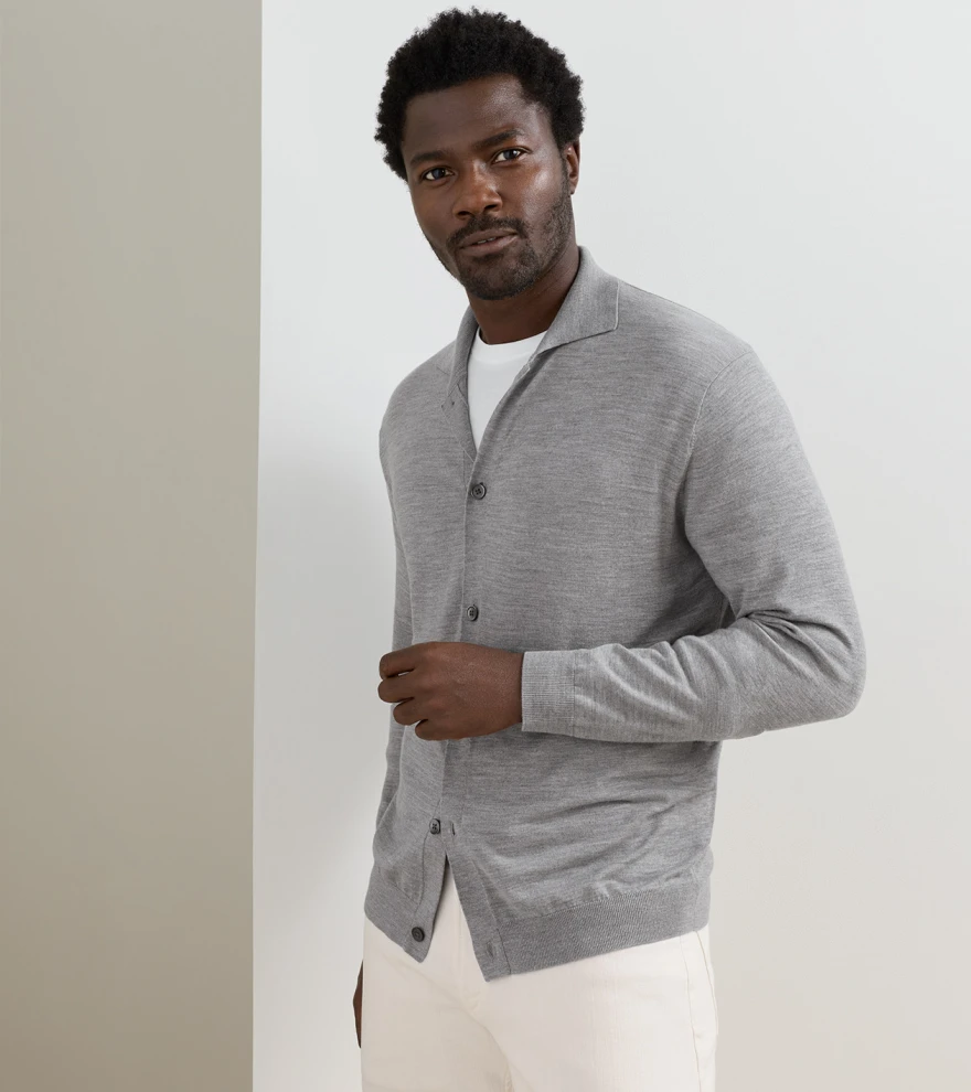 Southport Full-Button Jumper in Gale Grey - Alternate Image 1