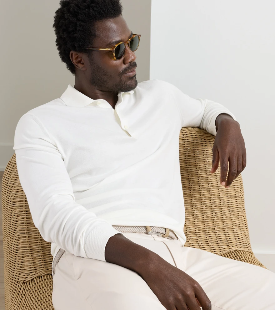 Mariner Sea Island Cotton Jumper Polo in Almond - Alternate Image 3