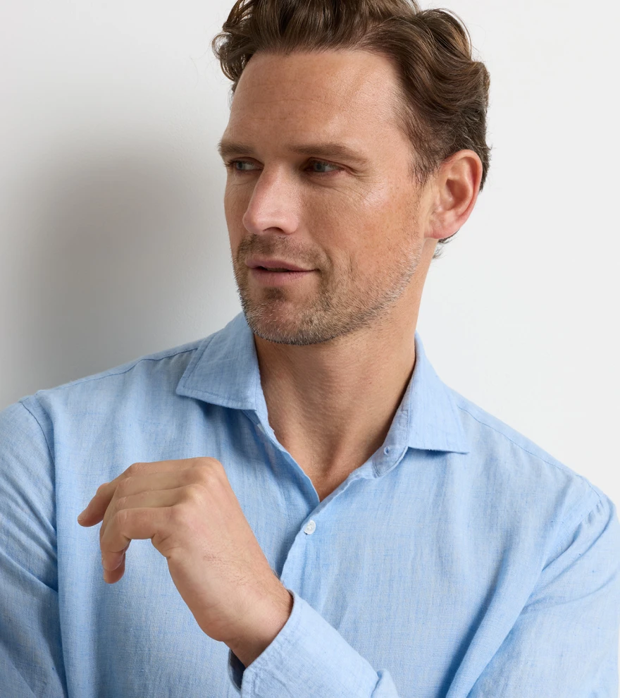 Astino Lino Shirt in Blue Frost - Alternate Image 3