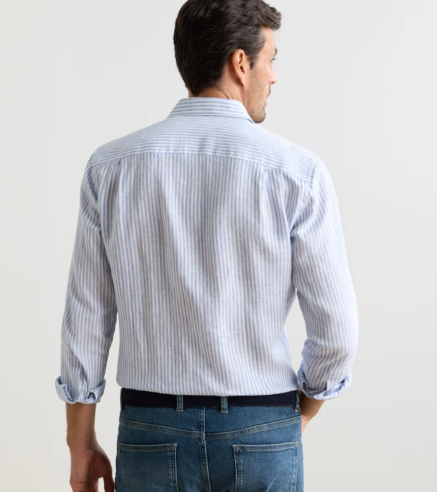Astino Lino Stripe Shirt in Blue Frost - Alternate Image 2