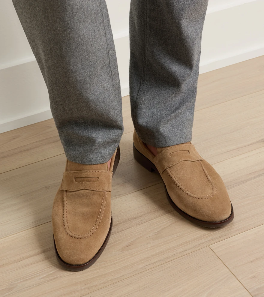 Madison Suede Penny Loafer in DARK JUTE - Alternate Image 1