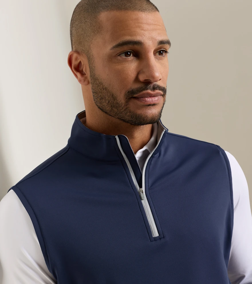 Galway Stretch Loop Terry Quarter-Zip Gilet in Navy - Alternate Image 4