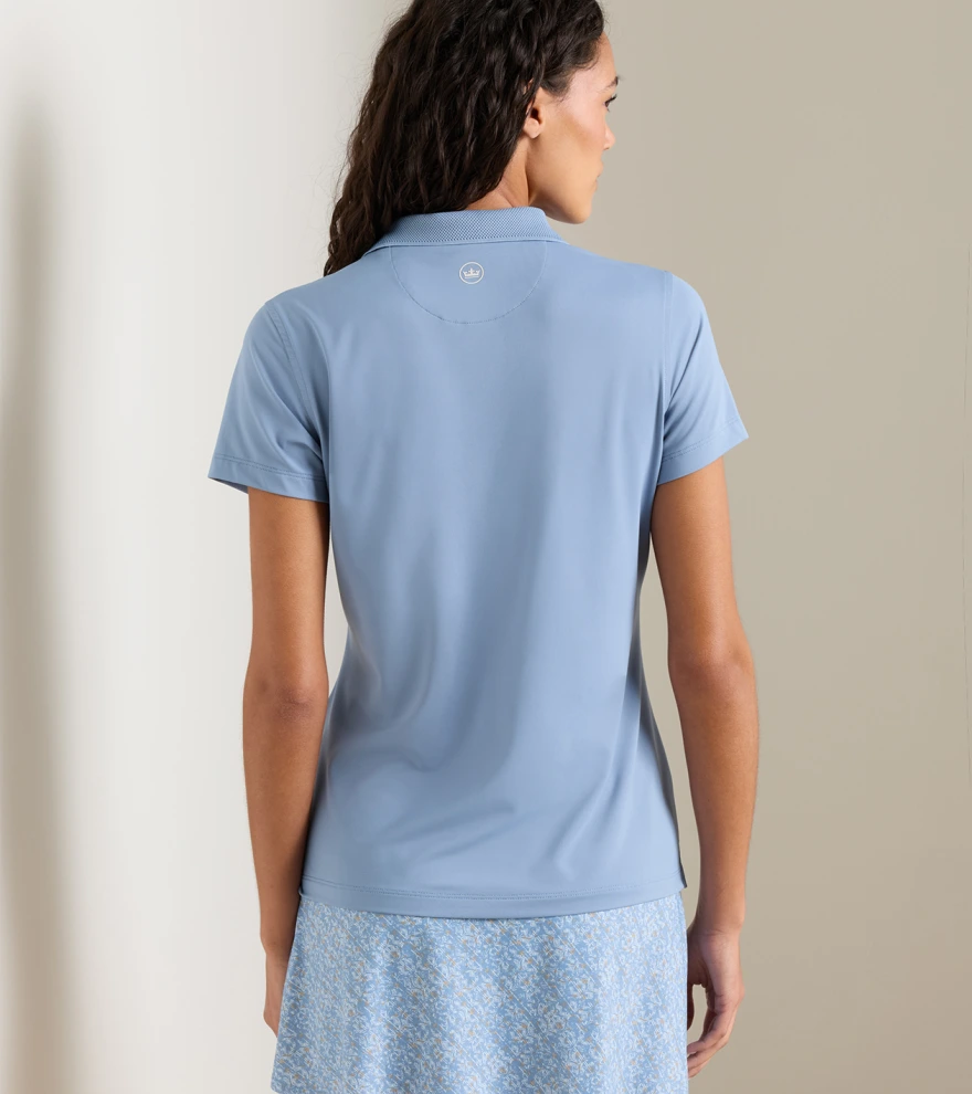 Keswick Zip Neck Short-Sleeve Polo in RAINWATER - Alternate Image 2