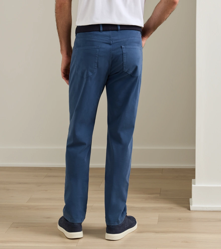 Signature Sateen Five-Pocket Trouser in Navy - Alternate Image 2