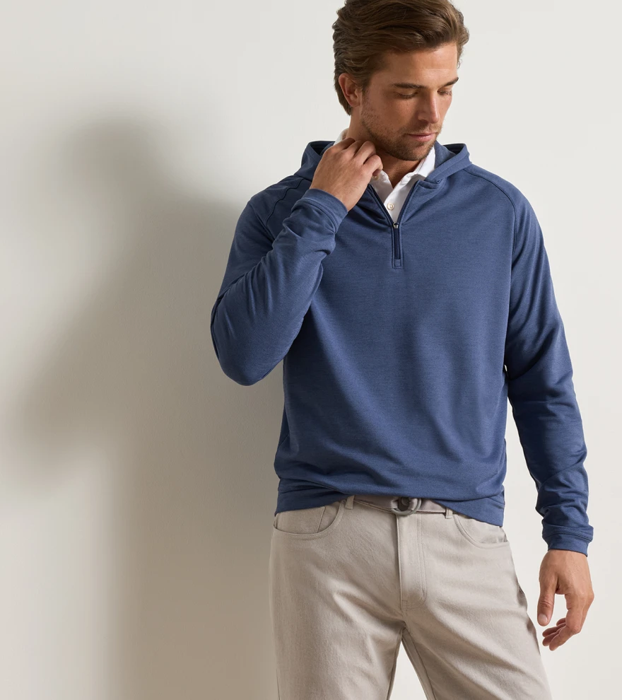 Pine Quarter-Zip Performance Hoodie in Navy - Alternate Image 1