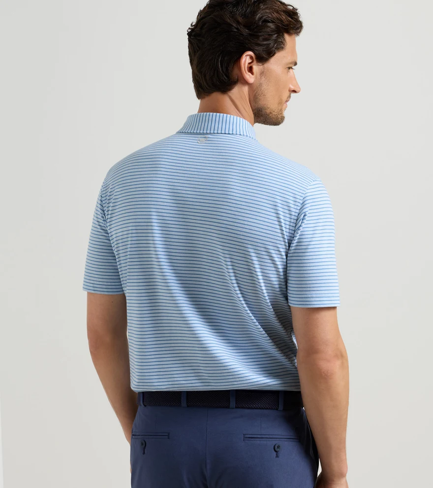 Albatross Stripe Cotton-Blend Piqu&eacute; Polo in BLUE BRISK - Alternate Image 2