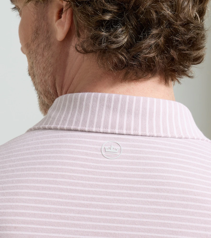 Albatross Stripe Cotton-Blend Piqu&eacute; Polo in FADED SCARLET - Alternate Image 3