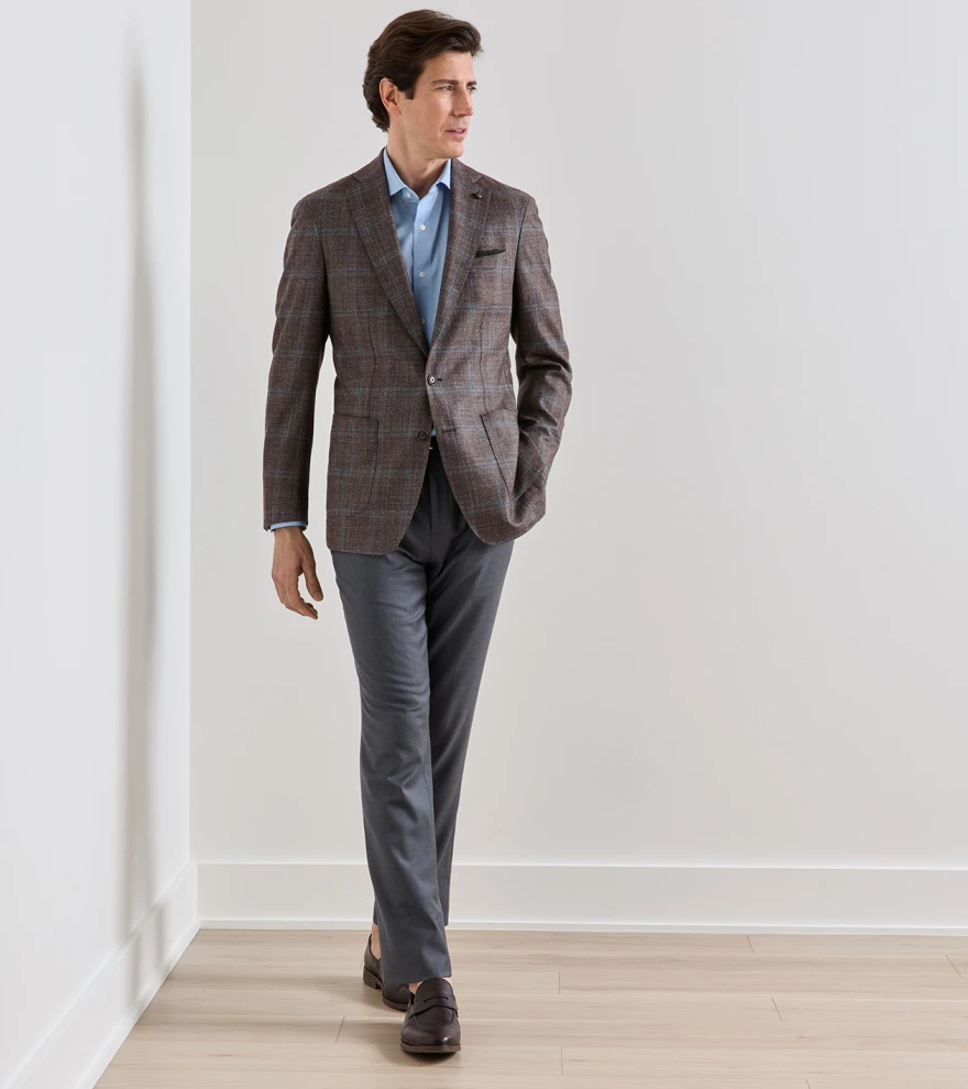 Arden Windowpane Blazer in ASH BROWN - Alternate Image 1