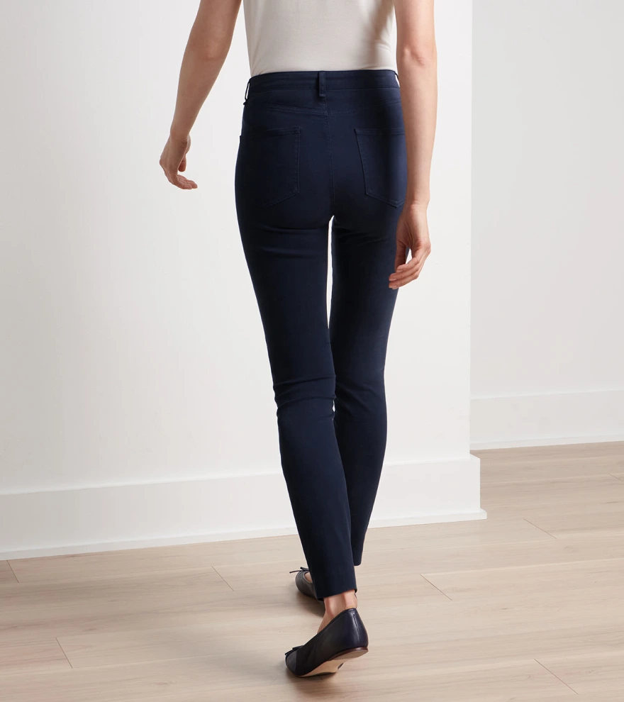 Karlie Stretch Sateen High Rise Trouser in Navy - Alternate Image 2