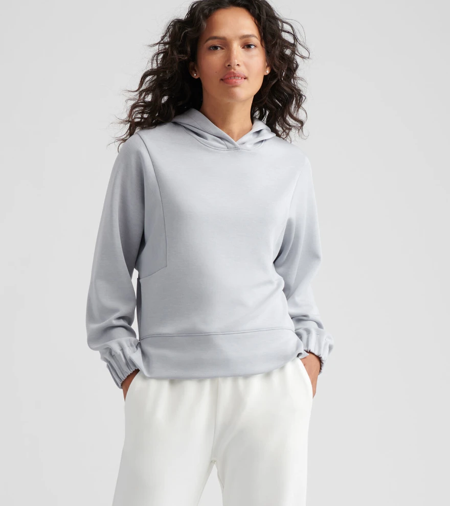 Flora Knit M&eacute;lange Hoodie in Light Grey - Alternate Image 1
