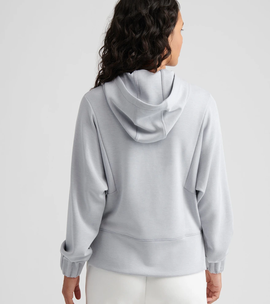 Flora Knit M&eacute;lange Hoodie in Light Grey - Alternate Image 2