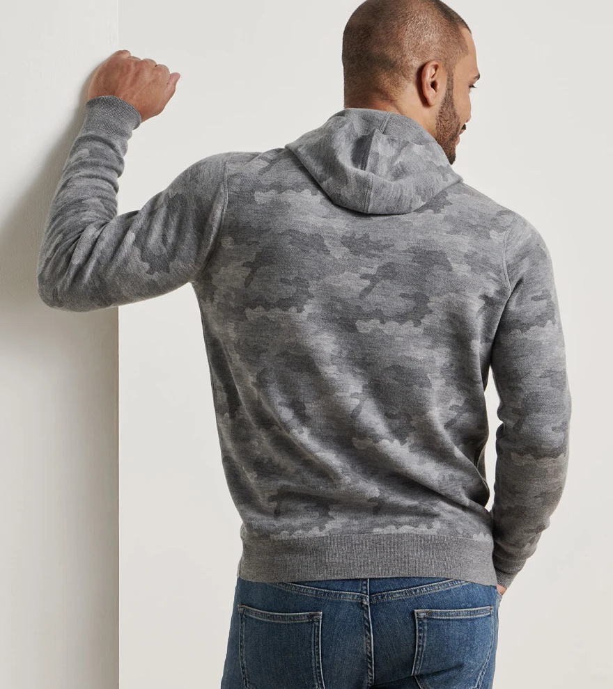 Reversible Camo Popover Hoodie in Gale Grey - Alternate Image 2
