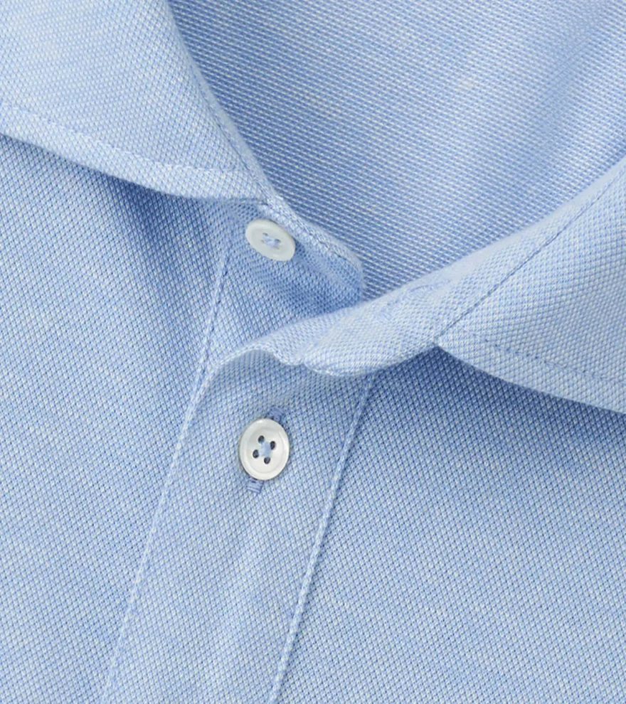 Amble Long-Sleeve Cotton Cashmere Polo in Blue Frost - Alternate Image 4