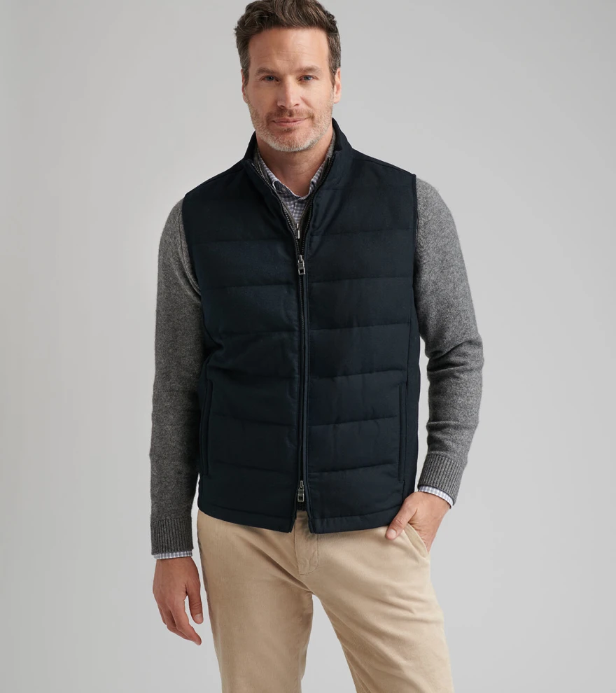 Davos Flannel Gilet in Black - Alternate Image 1