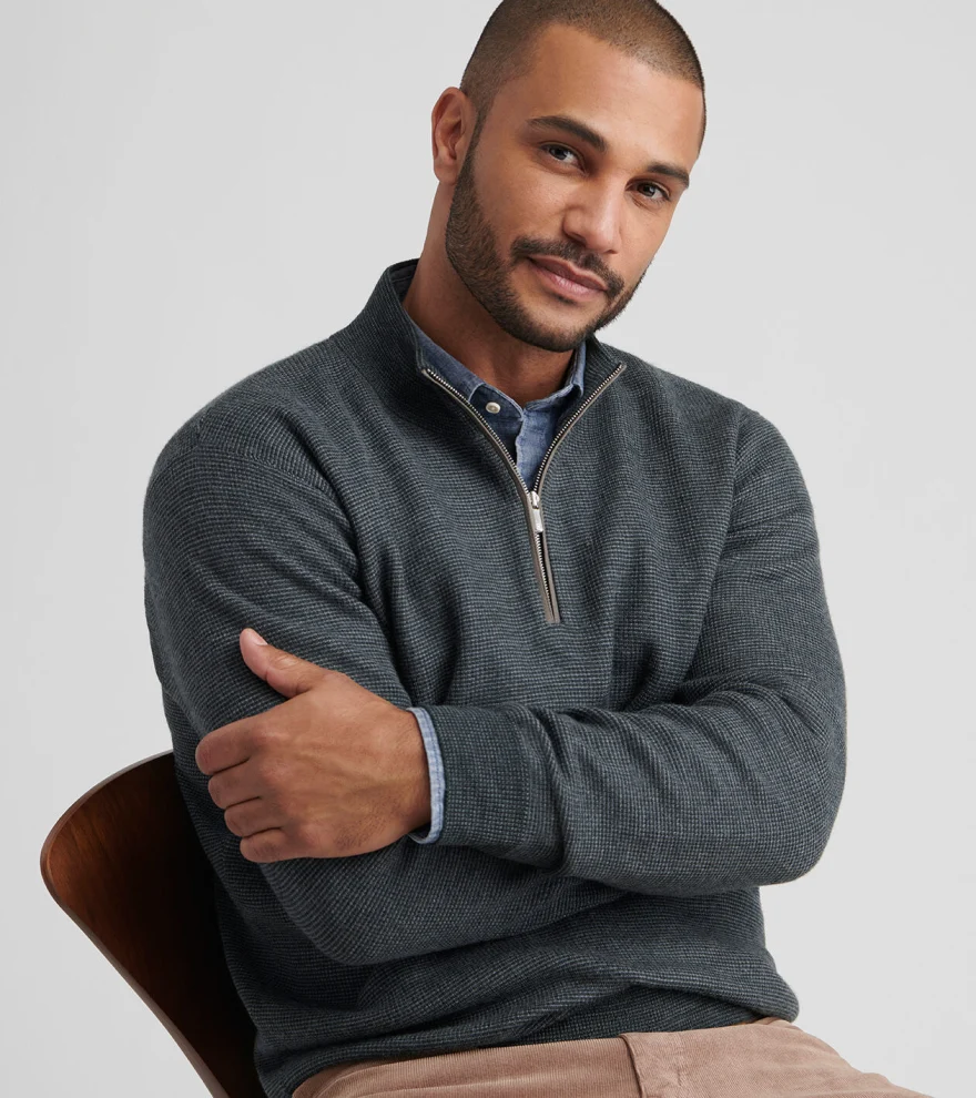 West Quarter-Zip Jumper in DEEP VERDANT - Alternate Image 3